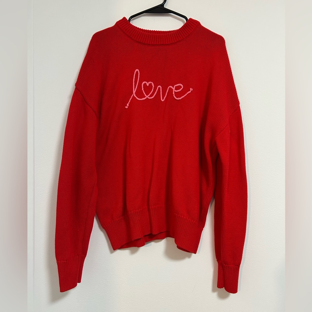 Z Supply Red Love Crew Neck Sweater - Picture 2 of 6